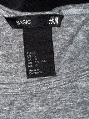 H&M Basic L T-shirt Heather Gray rounded hem shirt-sleeve soft Viscose Rayon EUC